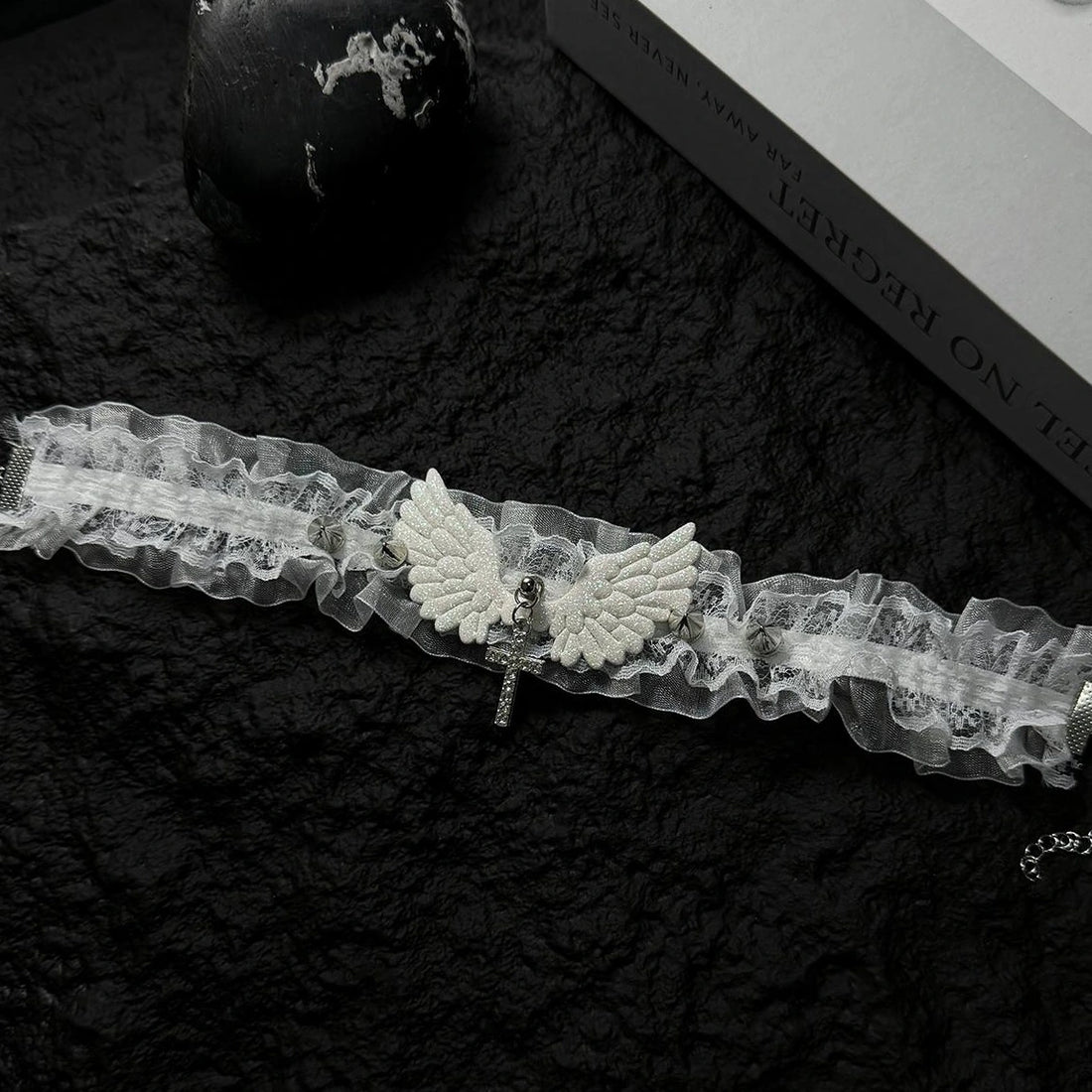 Accessories Lace Choker Necklace With Angel Pendant