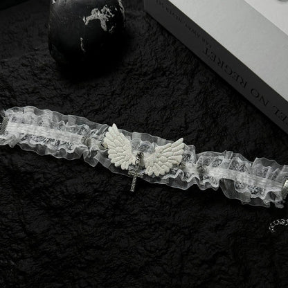 Accessories Lace Choker Necklace With Angel Pendant