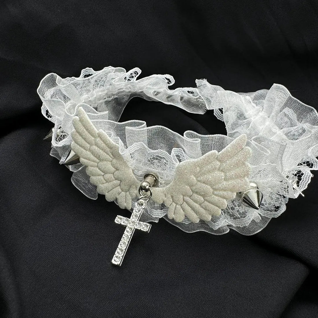 Accessories Lace Choker Necklace With Angel Pendant