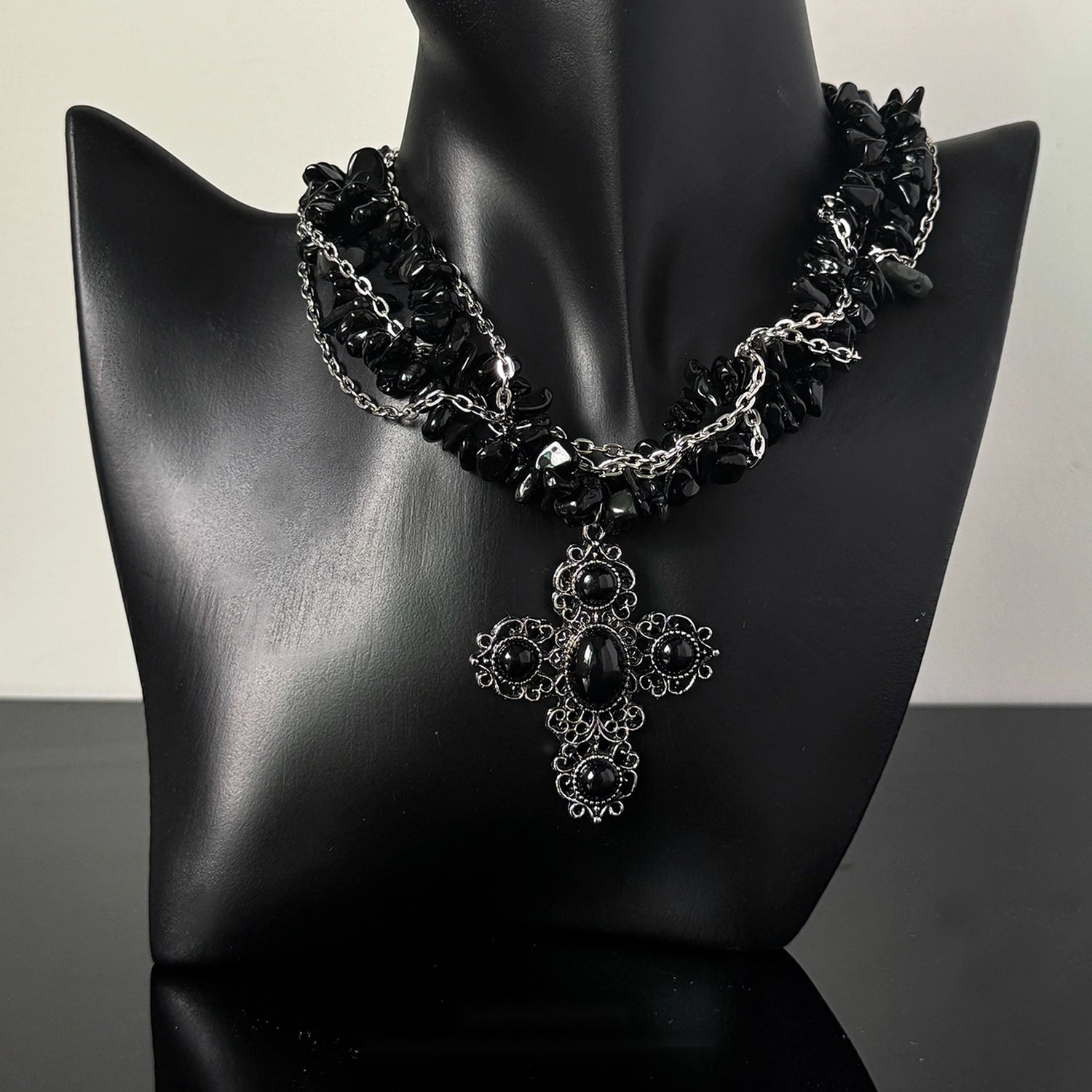 Accessories_Layered_Black_Cross_Punk_Rock_Stone_Necklace_MISSTT