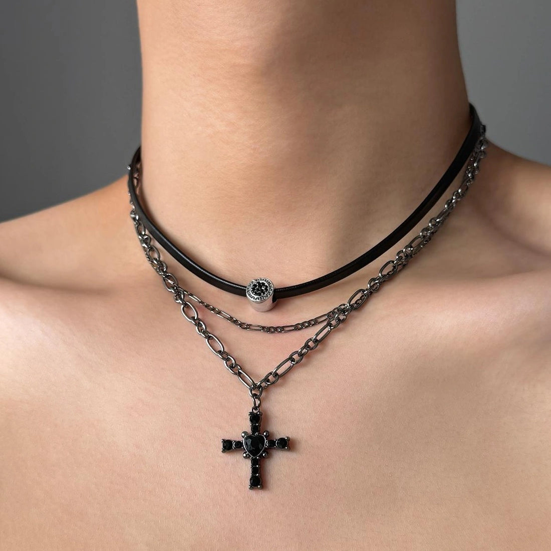 Accessories Layered Cross Collar Choker
