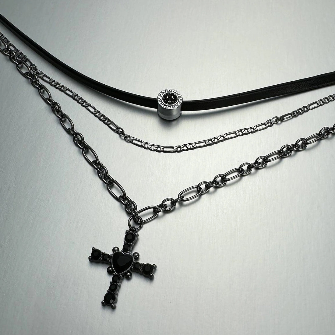 Accessories Layered Cross Collar Choker