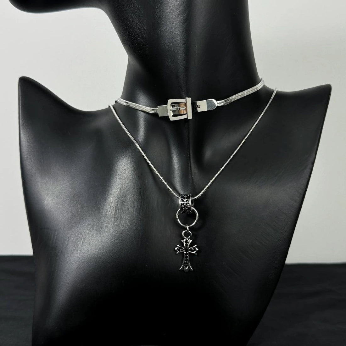 Accessories Layered Cross Pendant Choker