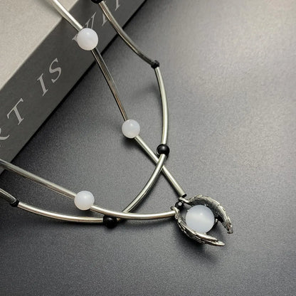Accessories Layered Cyberpunk Moonstone Pendant Necklace