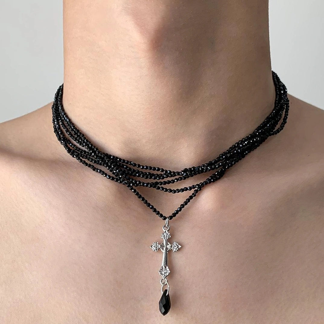 Accessories Layered Gothic Cross Choker Necklace