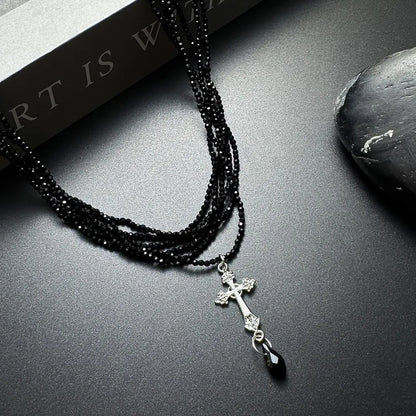 Accessories Layered Gothic Cross Choker Necklace