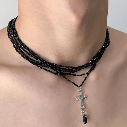 Accessories Layered Gothic Cross Choker Necklace