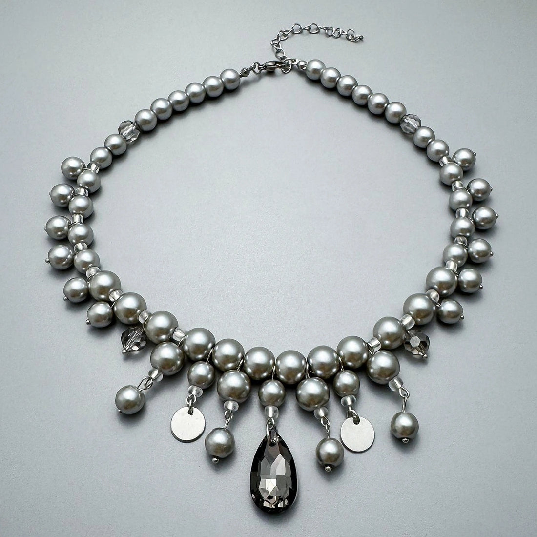 Accessories Layered Gray Pearl Drop Pendant Necklace