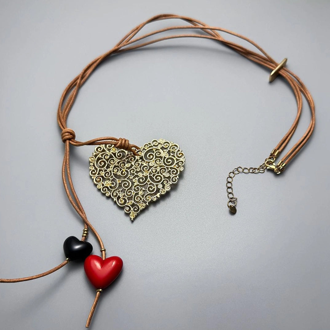 Accessories Layered Heart Pendant Necklace