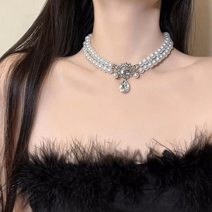 Accessories Layered Pearl Choker Necklace With Extender