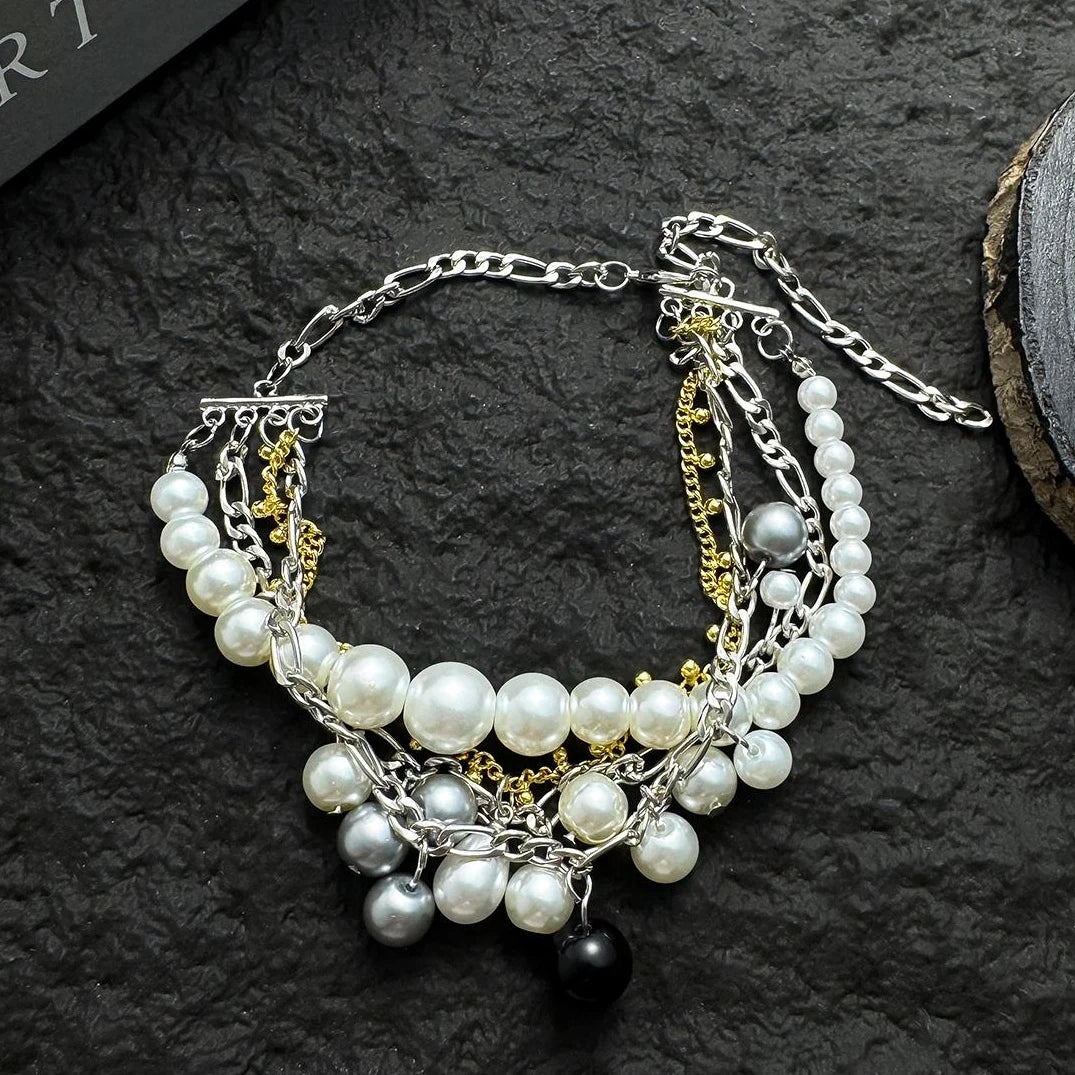 Accessories Layered Pearl Strand Fringe Necklace