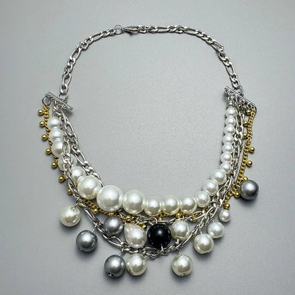 Accessories Layered Pearl Strand Fringe Necklace