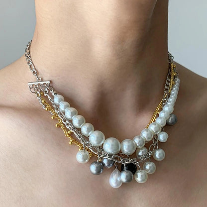 Accessories Layered Pearl Strand Fringe Necklace