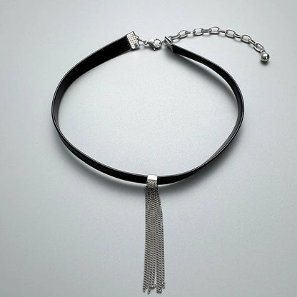Accessories Leather Lace Choker Necklace With Extender Chain