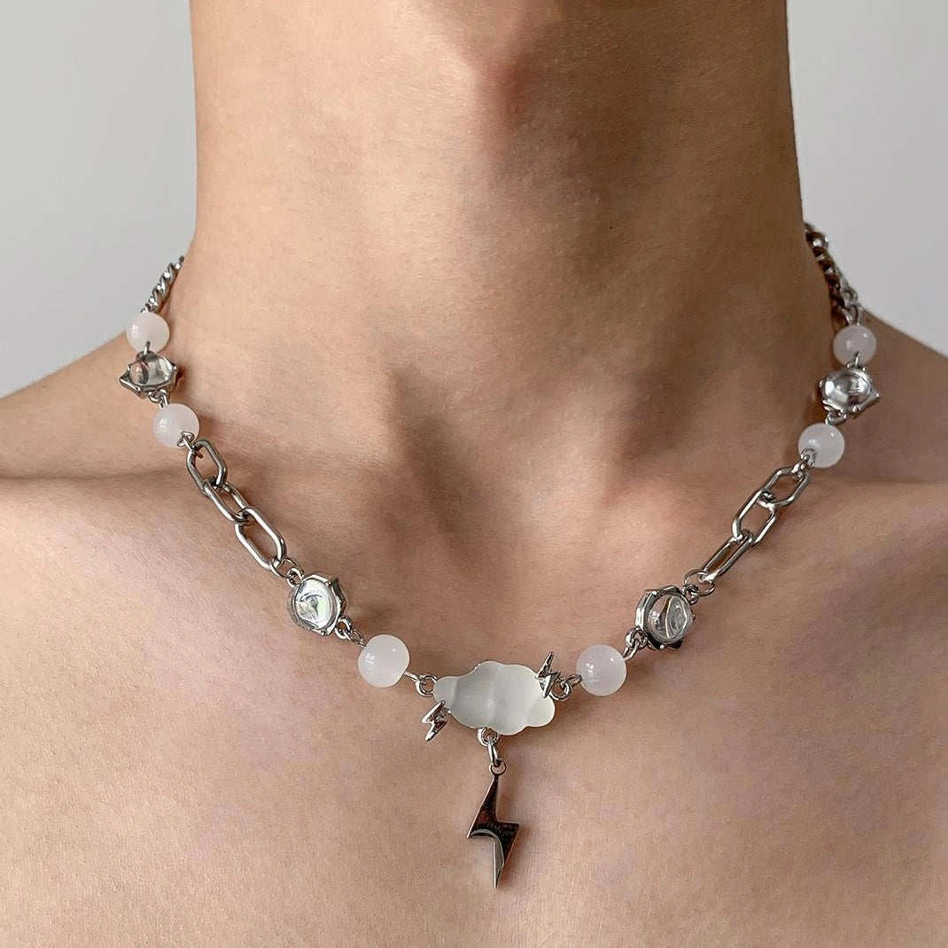 Accessories Lightning Cloud Beaded Titanium Steel Necklace