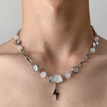 Accessories Lightning Cloud Beaded Titanium Steel Necklace