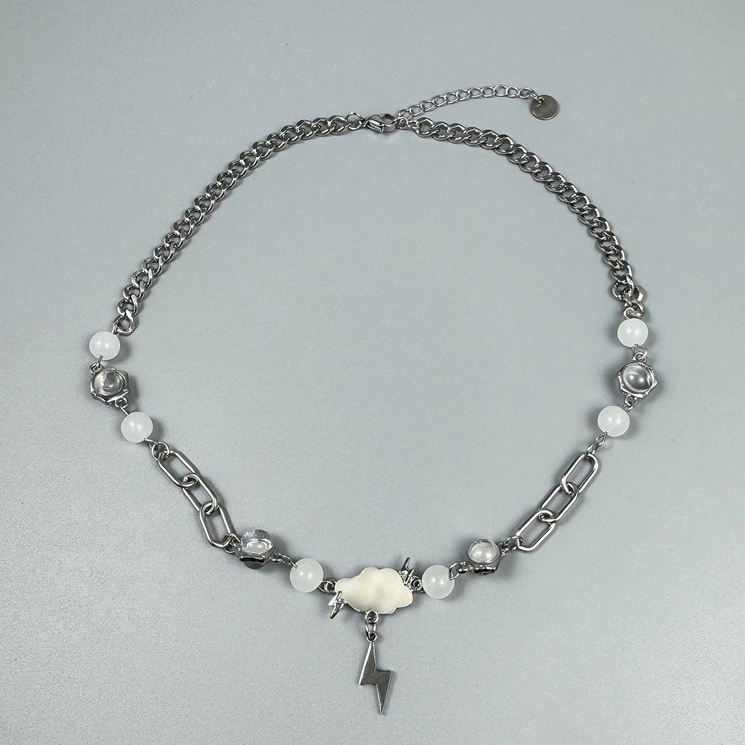 Accessories Lightning Cloud Beaded Titanium Steel Necklace