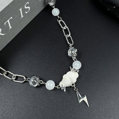Accessories Lightning Cloud Beaded Titanium Steel Necklace