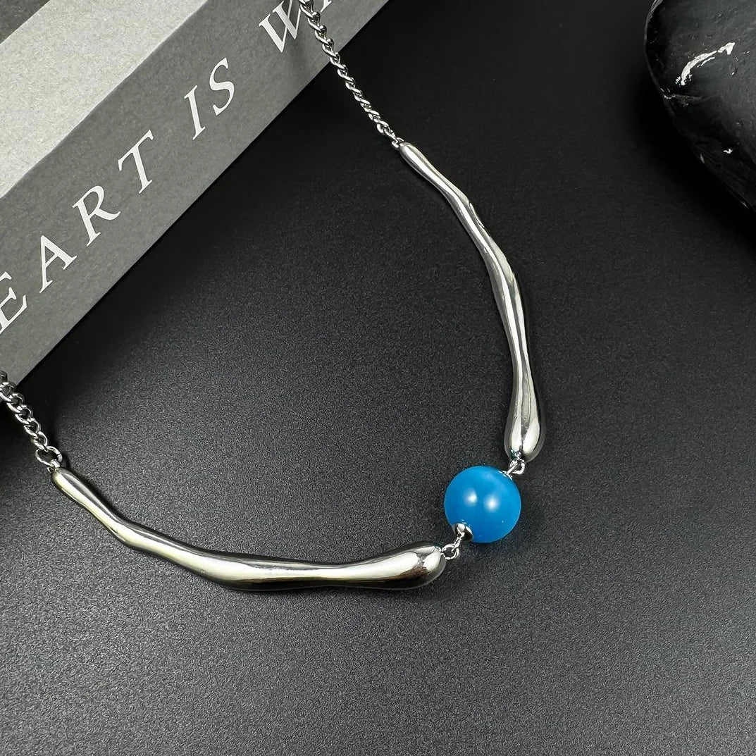 Accessories Mechanical Blue Cat Eye Metal Choker
