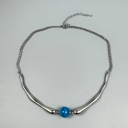 Accessories Mechanical Blue Cat Eye Metal Choker