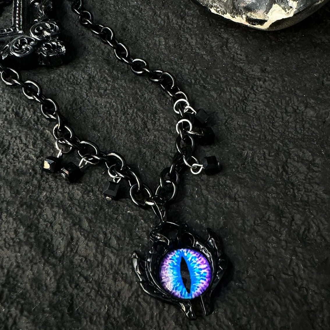Accessories Men Gothic Demon Eye Titanium Steel Necklace