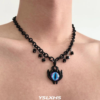 Accessories Men Gothic Demon Eye Titanium Steel Necklace