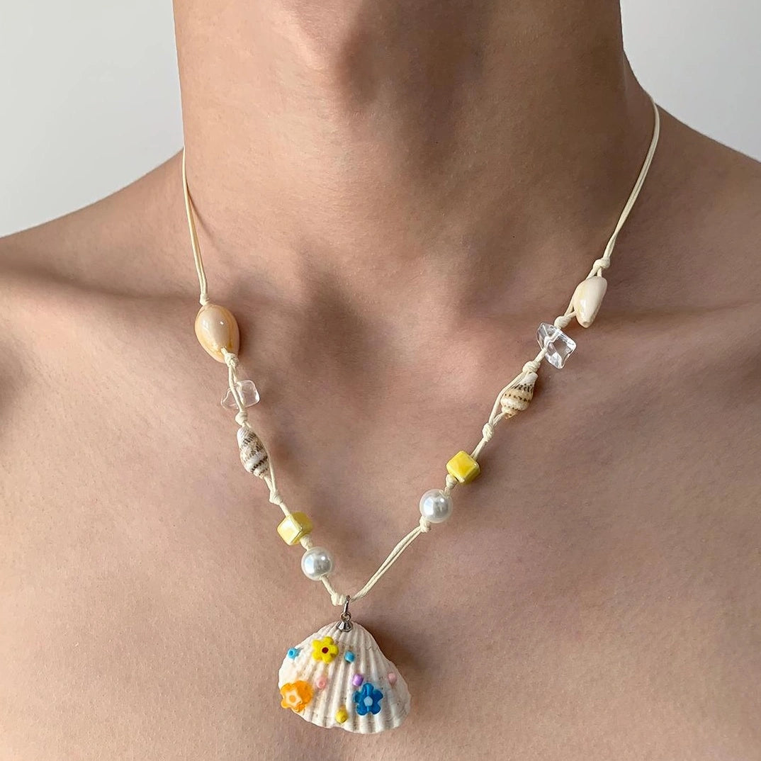 Accessories Natural Seashell Bead Necklace With Adjustable Drawstring