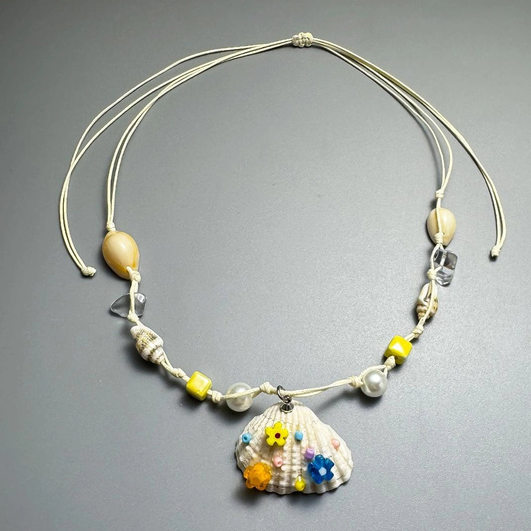 Accessories Natural Seashell Bead Necklace With Adjustable Drawstring