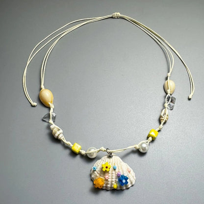 Accessories Natural Seashell Bead Necklace With Adjustable Drawstring
