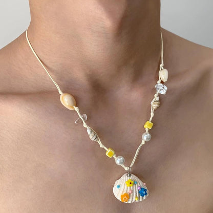 Accessories Natural Seashell Bead Necklace With Adjustable Drawstring