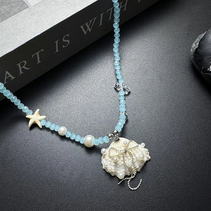 Accessories Ocean Breeze Shell Necklace With Blue Crystal