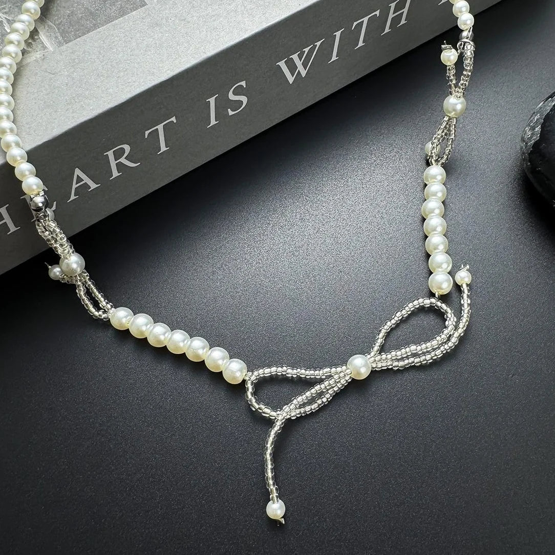 Accessories Pearl Bow Choker Necklace