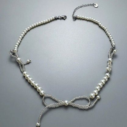 Accessories Pearl Bow Choker Necklace