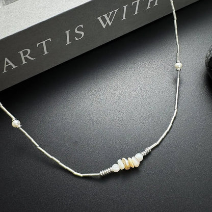 Accessories Pearl Crushed Stone Pendant Choker