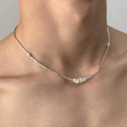 Accessories Pearl Crushed Stone Pendant Choker