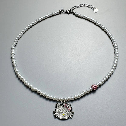 Accessories Pearl Kt Cat Pendant Choker Necklace