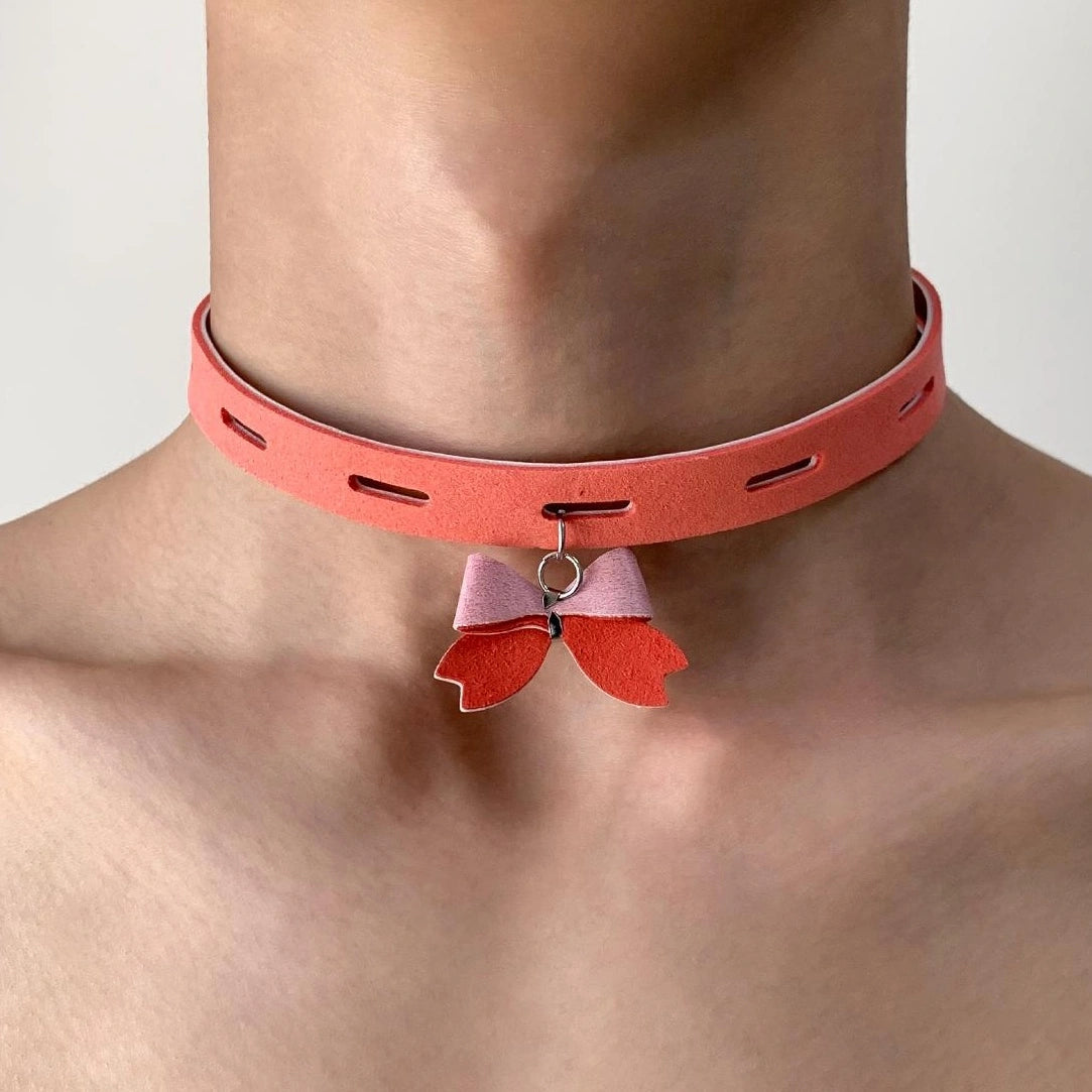 Accessories Pink Bow Choker Collar