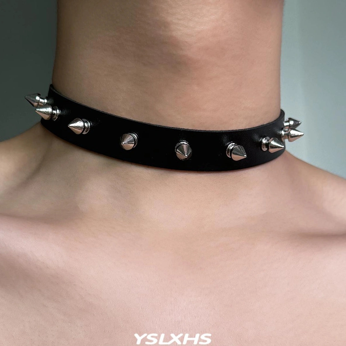 Accessories Punk Gothic Rivet Choker Leather Collar Necklace