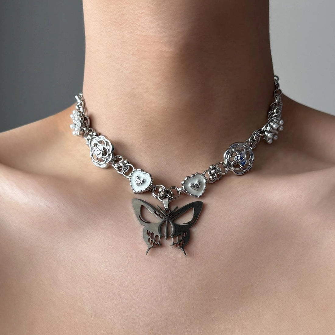 Accessories Punk Industrial Butterfly Hollow Out Necklace