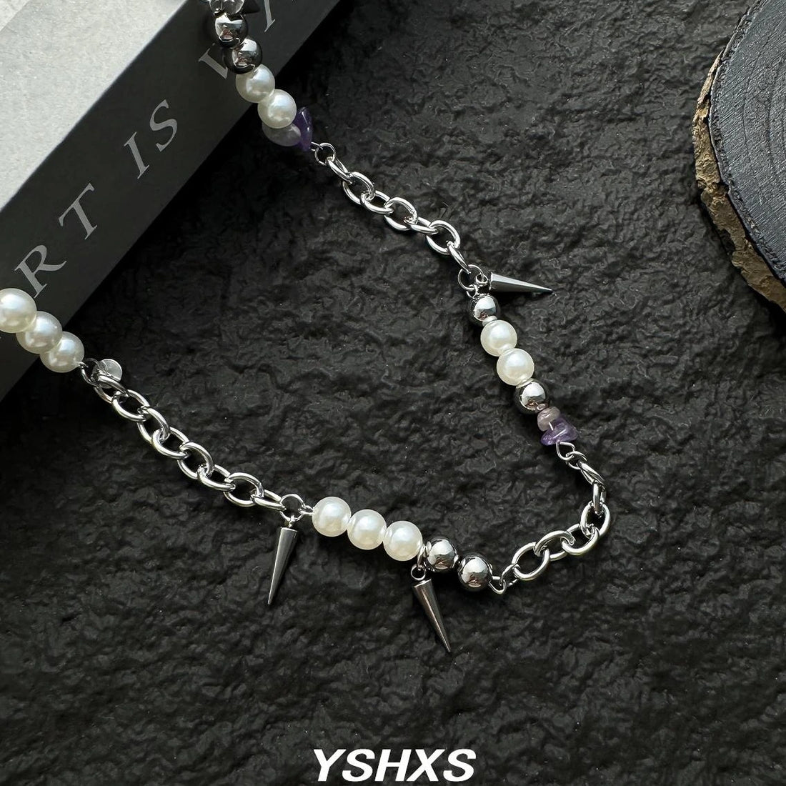 Accessories Punk Pearl Rivet Necklace