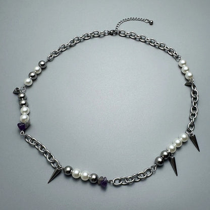 Accessories Punk Pearl Rivet Necklace