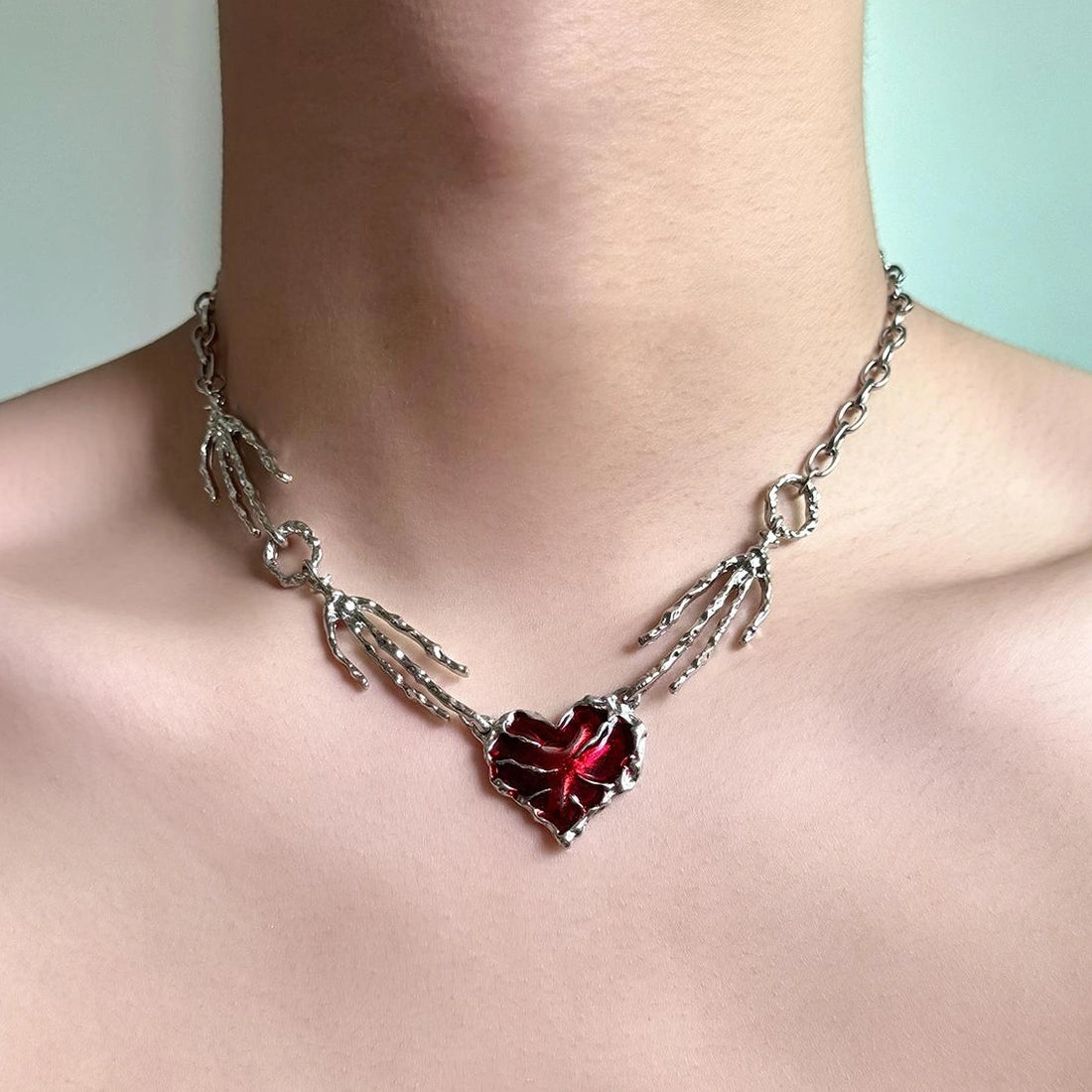 Accessories Punk Red Heart Choker Necklace