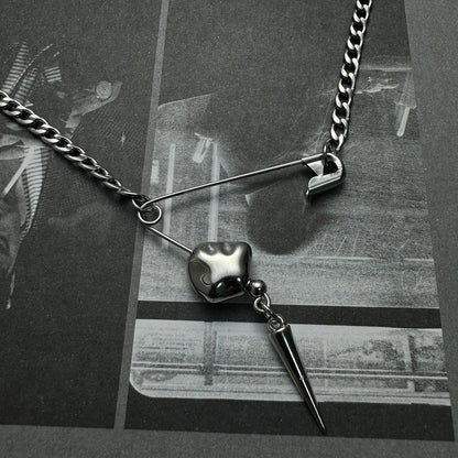Accessories Punk Rivet Pin Pendant Necklace