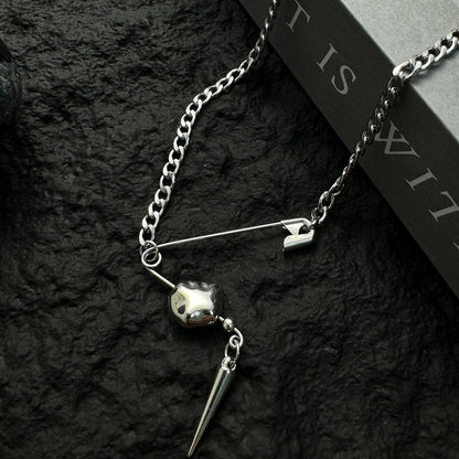 Accessories Punk Rivet Pin Pendant Necklace