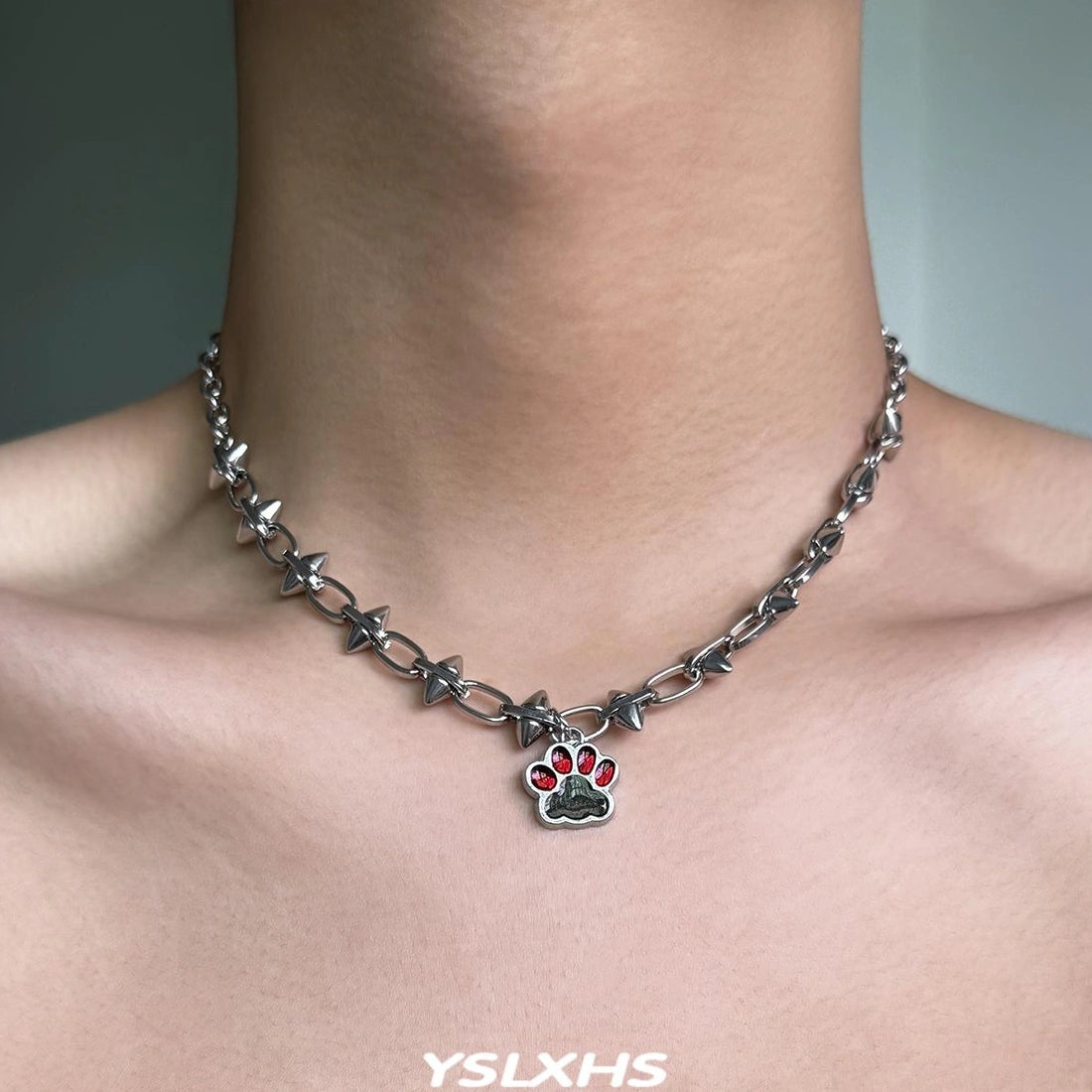 Accessories Punk Stud Cat Paw Collar Necklace