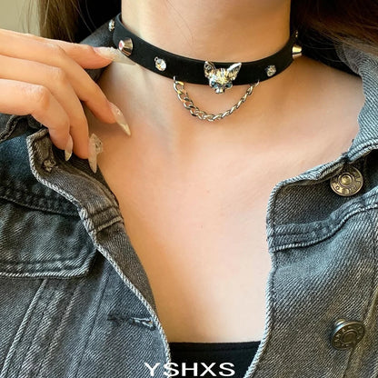 Accessories Punk Studded Leather Dog Collar Choker