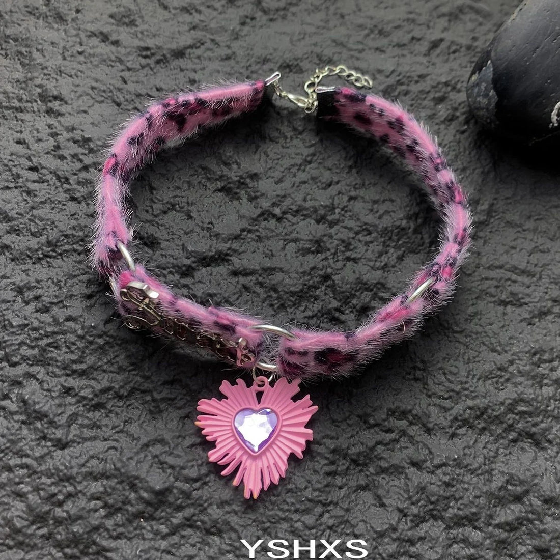 Accessories Purple Leopard Heart Choker Necklace