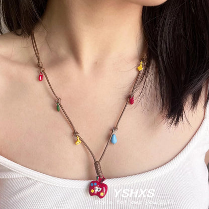 Accessories Red Apple Beaded Choker Necklace