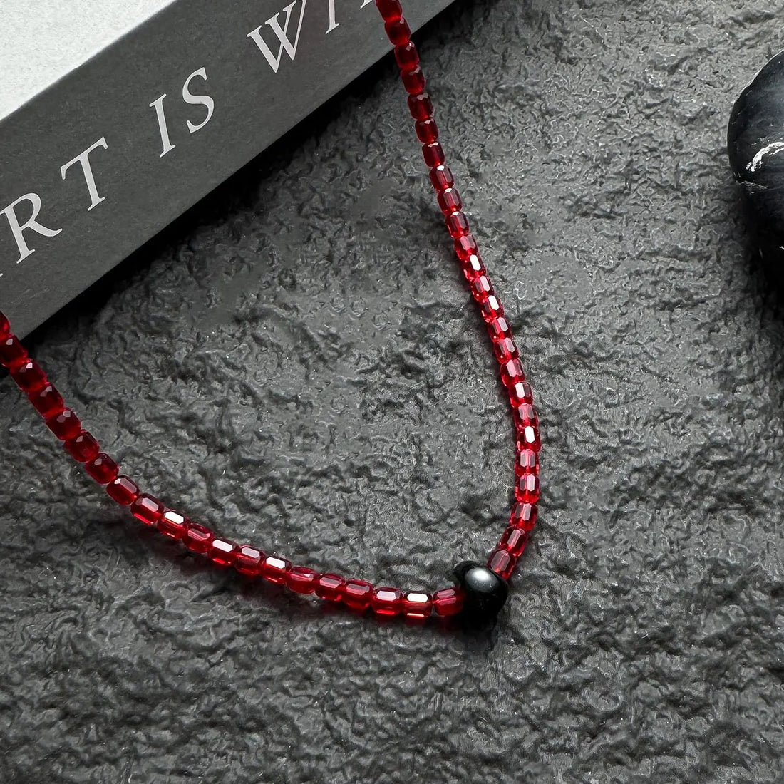Accessories Red Beaded Statement Necklace