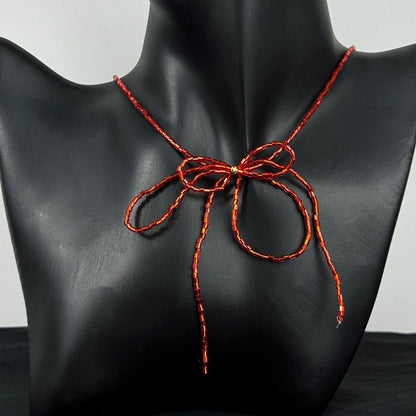 Accessories Red Crystal Bow Choker Necklace